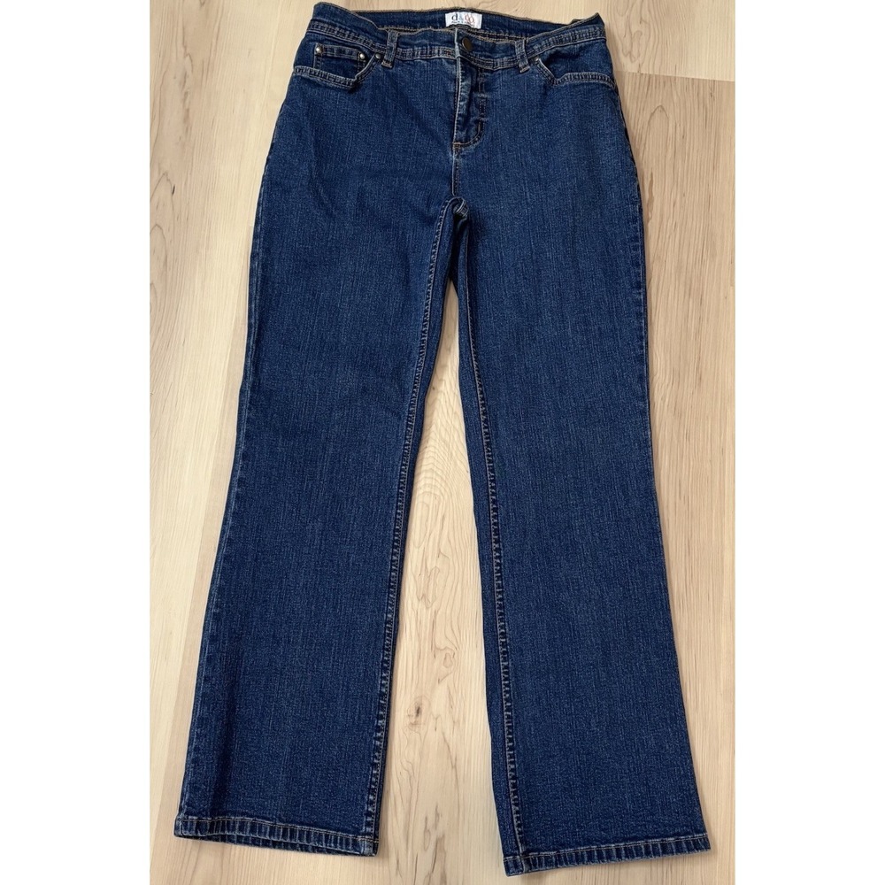 Denim and Company Bootcut Jeans‎ 6P Blue Denim Dark Stretch Mid Rise mom Jean